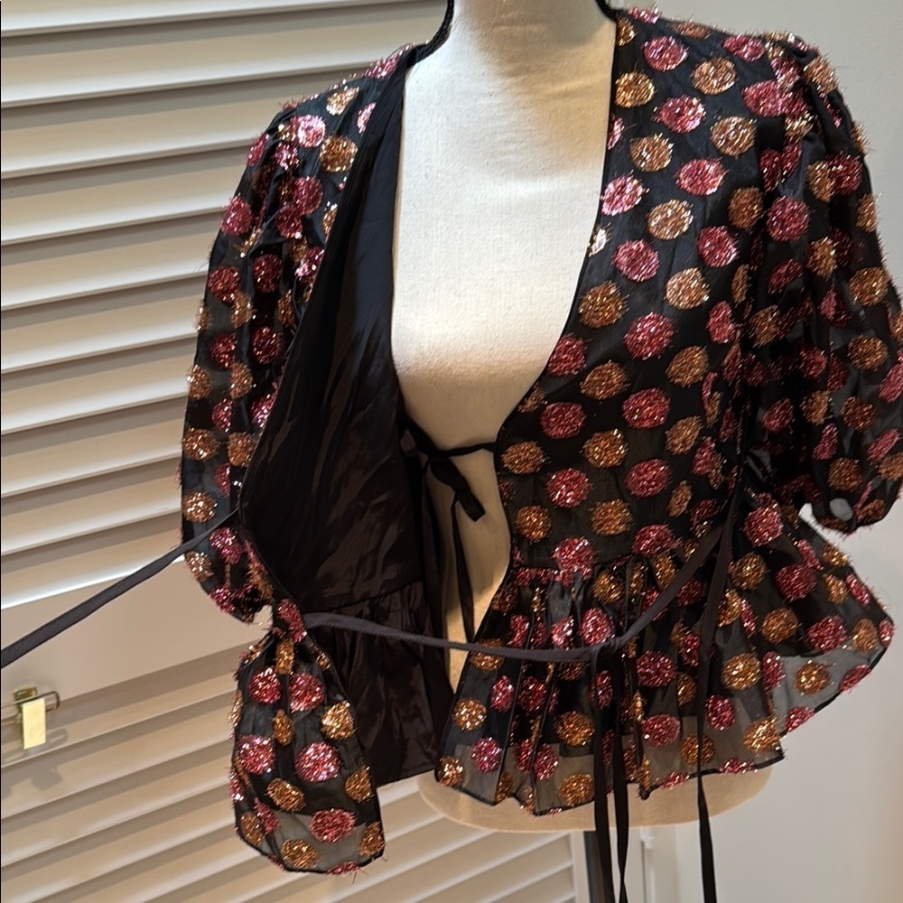 Sister Jane Pink Puff Sleeve Wrap Blouse - Picture 3 of 7